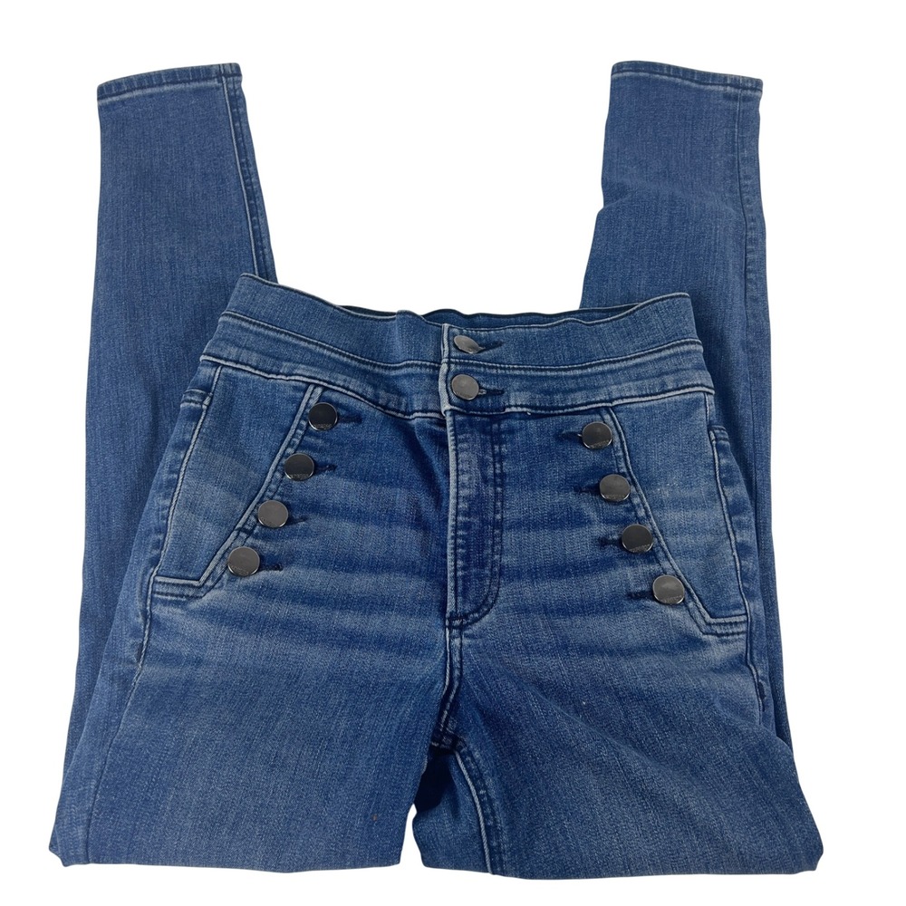 Express Sailor Button Detail Skinny Ankle Jeans 2R Blue High Rise Y2K Nautical